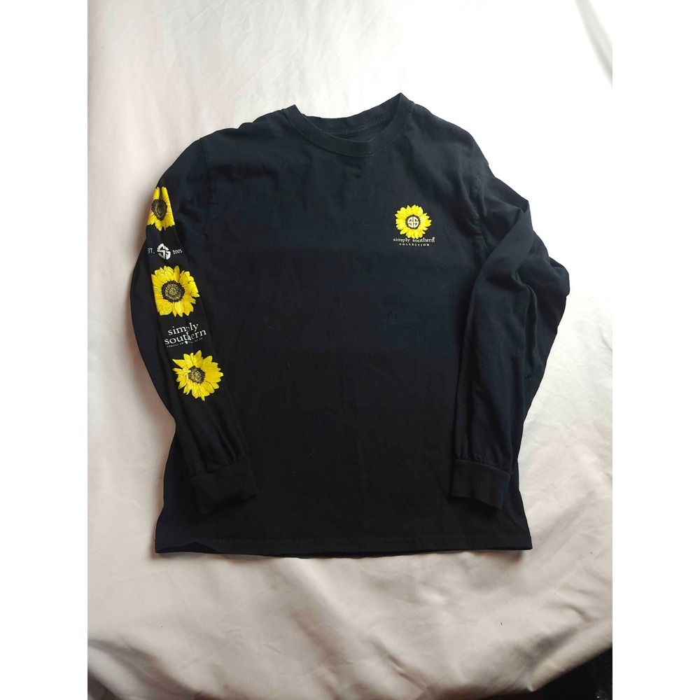Simply Southern Be Kind Sunflower T-Shirt Women M Formula For A Happy Wife Black